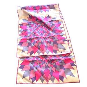 Vintage Vera Neumann Scarf Women's Pink Purple Star Floral Rectangle Lady Bug